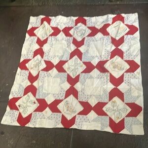 Red and White Patchwork Quilt small table cloth